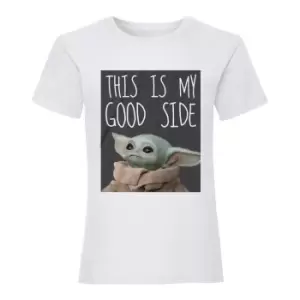 Image of Star Wars: The Mandalorian Womens/Ladies My Good Side The Child Boyfriend T-Shirt (3XL) (White)