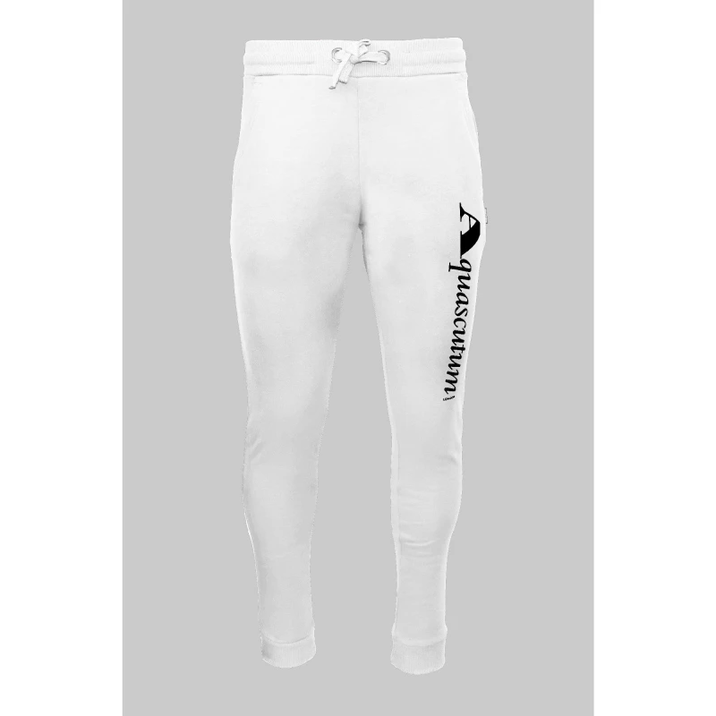 Image of Aquascutum Mens Closed Hem Fleece Joggers Closed Hem Fleece Jogging Bottoms Small White 48212401350