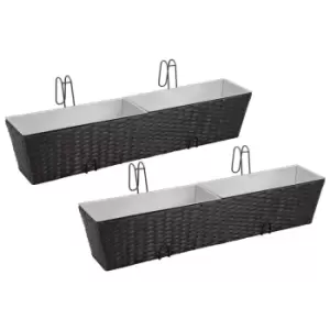 image of VidaXL Balcony Trapezoid Rattan Planter Set 80cm 2 pcs Black