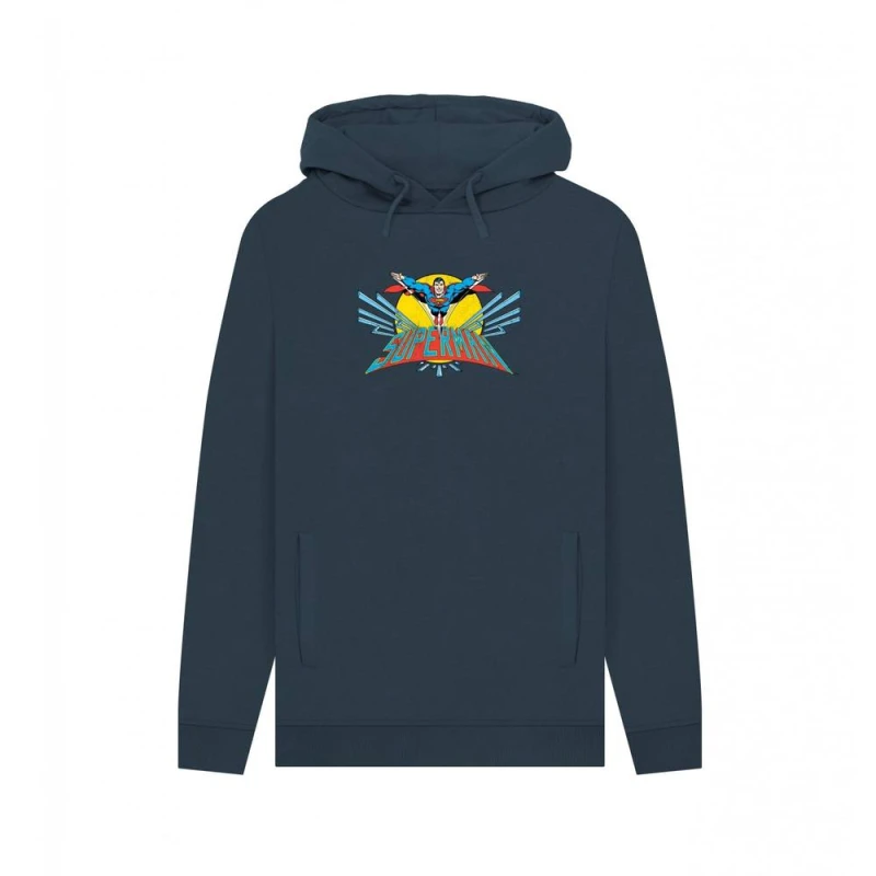 Image of Superman Mens Official Flying Hoodie in Navy Size: Small Navy Male S
