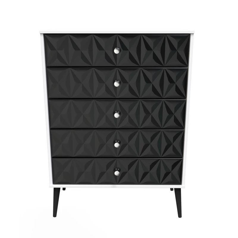 Image of Toledo 5 Drawer Chest In Deep Black & White (Ready Assembled)