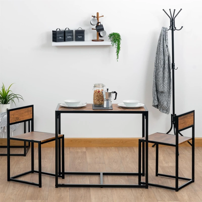 Image of Harbour Housewares 2 Seater Compact Dining Set Brown/Black Brown