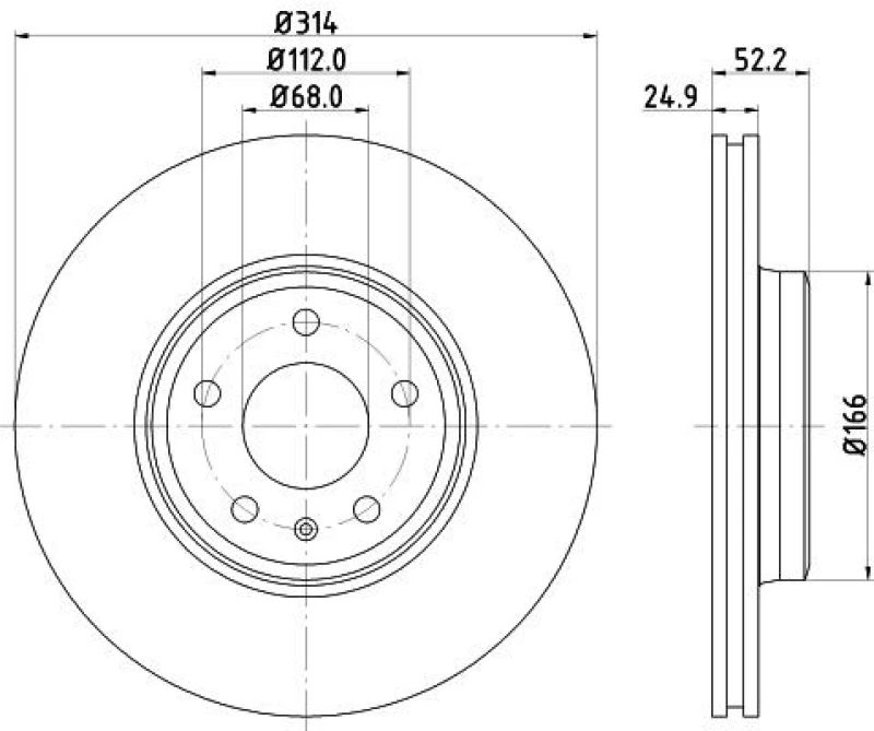 Image of HELLA Brake disc HELLA 8DD 355 113-881