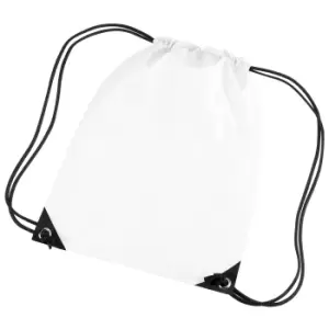 image of Bagbase Premium Gymsac Water Resistant Bag (11 Litres) (Pack Of 2) (One Size) (White)