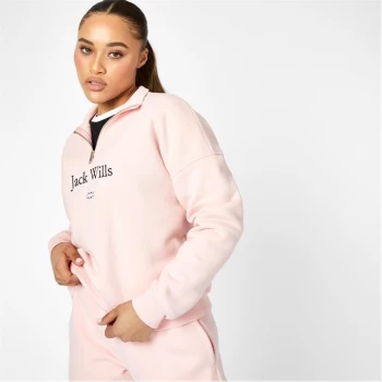 Jack Wills Honeylane Half Zip Sweatshirt - Soft Pink