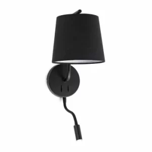 Image of Berni 1 Light Indoor Wall Light Reading Lamp Black, E27