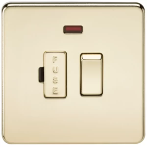 Image of KnightsBridge 13A Screwless Polished Brass Switched Fused Spur Connector Unit with Neon