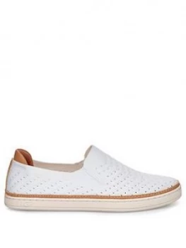 Image of UGG Sammy Chevron Metallic Flat Plimsoll Shoes White Size 6 Women
