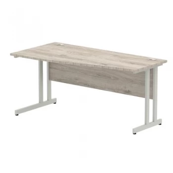 Image of Trexus Slim Rectangular Desk White Cable Managed Leg 1000x600mm Grey