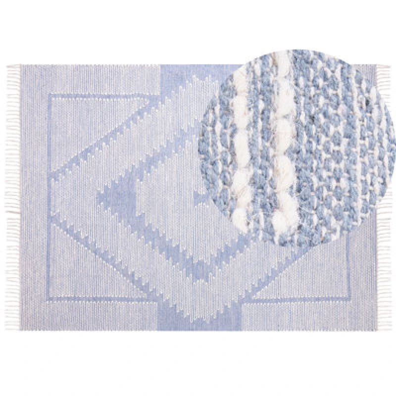 Image of Beliani Rug Ansar Blue 160 X 230 Cm Cotton
