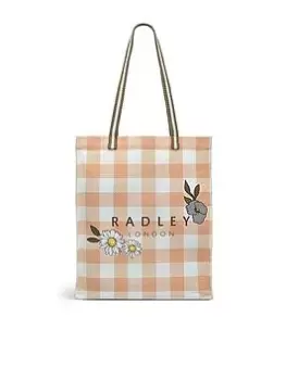 image of Radley Gingham Recycled Canvas Medium Open Top Tote Bag - Blush