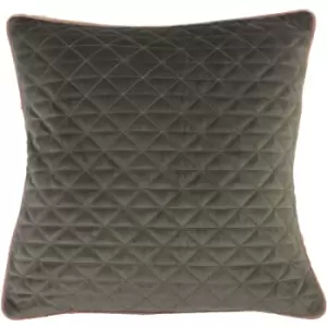 image of Quartz Quilted Cushion Charcoal/Blush - Charcoal Grey/Blush Pink - Paoletti