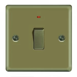 image of Wickes 20A Light Switch + LED 1 Gang Pearl Nickel Raised Plate