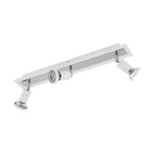 Image of Wall Ceiling 3 Spot Light Colour White Chrome Shade & Back Plate Bulb GU10 3x5W