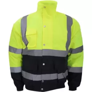 image of Yoko - Hi-Vis Two Tone Bomber Jacket (2XL) (Hi-Vis Yellow/Navy) - Hi-Vis Yellow/Navy