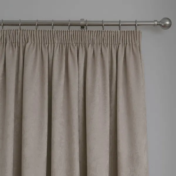 image of Fusion Galaxy Dim Out Woven Natural Pencil Pleat Curtains Natural