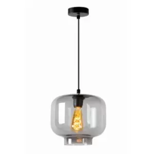 image of Lucide MEDINE - Pendant Light - Ø25cm - 1xE27 - Smoke Grey