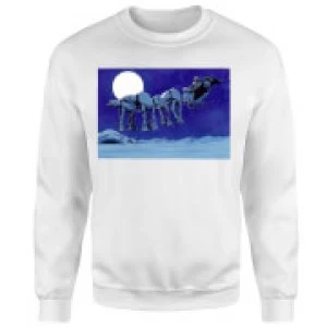 Image of Star Wars Darth Vader AT-AT Christmas Sleigh White Christmas Sweatshirt - L - White