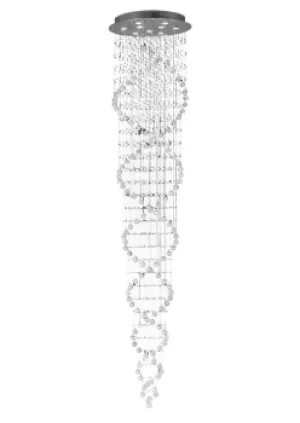 Image of Colorado IL31377 Ceiling Cluster Pendant Tall Corkscrew 9 Light Polished Chrome, Crystal