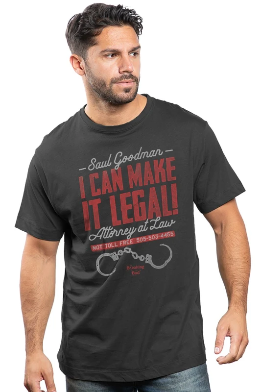 Image of Breaking Bad Men Breaking Bad Saul Goodman Mens T-Shirt Grey Size: Small Grey S Male 5052777756395