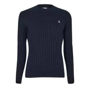 image of Jack Wills Marlow Cotton Cable Crew Jumper - Blue