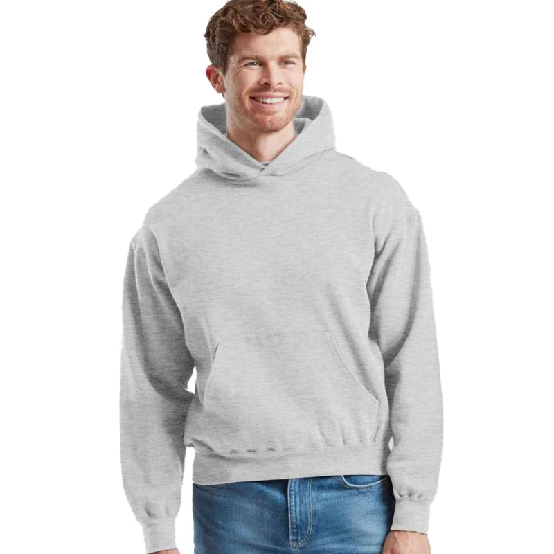 Image of Fruit Of The Loom Fruit of the Loom Men Supercotton Heather Hoodie in Mid Grey Size: Small Mid Grey S Male 5063703636124