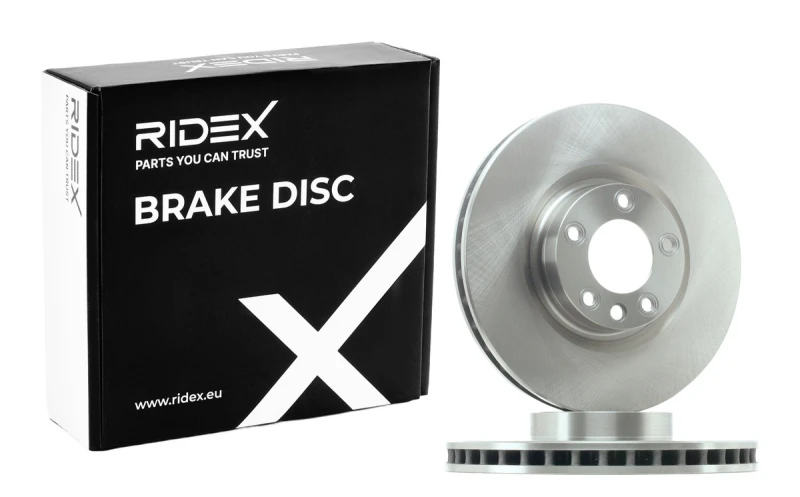 Image of RIDEX 82B1018 Brake disc Front Axle, Vented, Cast Iron, Uncoated, Untreated, without bolts/screws Cast Iron Brake Disc (82)