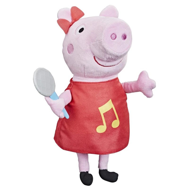 Image of Peppa Pig Singing Peppa Soft Toy with Red Glitter Dress and Bow