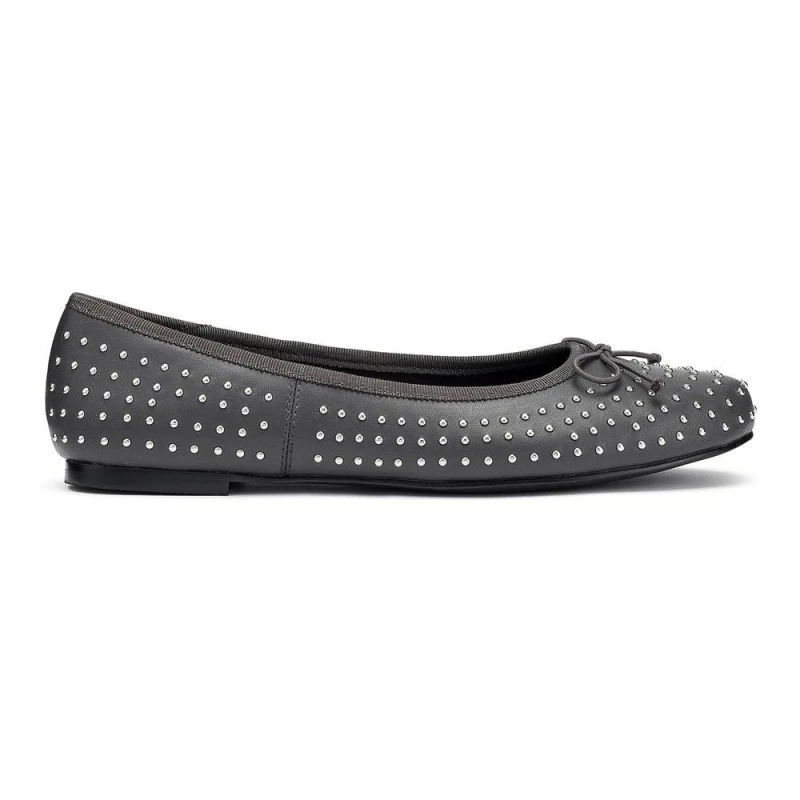 Image of Hotter Womens Wide Fit 'Ebba' Ballerinas in Dark Grey Size: 6 Dark Grey Female 6