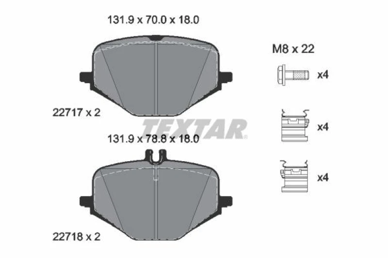 Image of Brake pad set TEXTAR 2271701