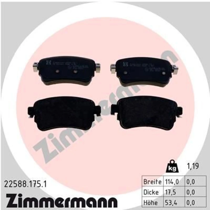 Image of ZIMMERMANN Brake pad set ZIMMERMANN 22588.175.1