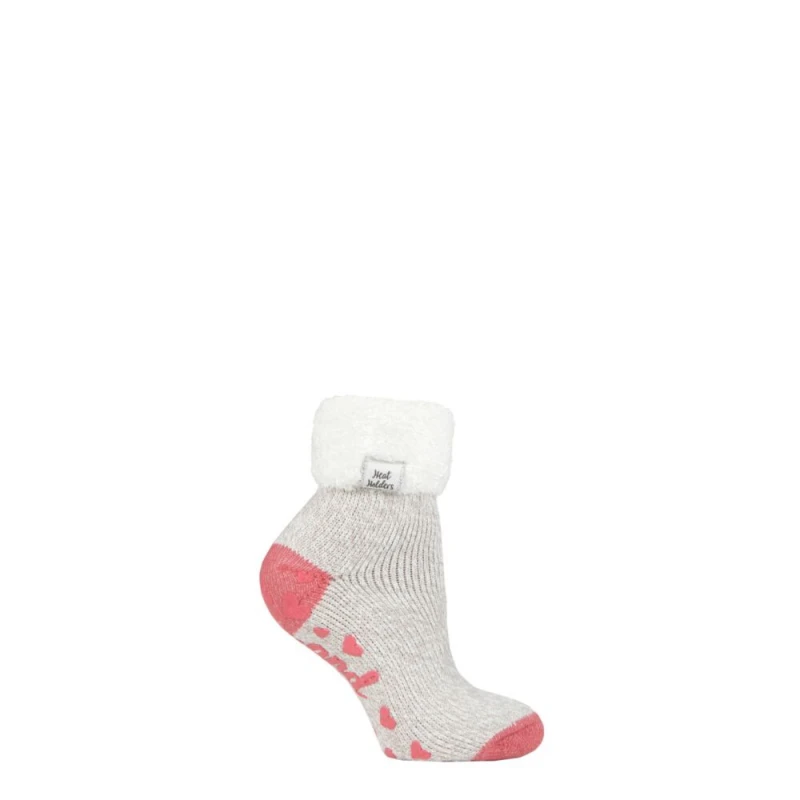Image of SOCKSHOP Heat Holders Womens 1 Pair Lounge Feather Turn Over Cuff Socks in Light Grey Size: 4-8 Light Grey Female 4-8