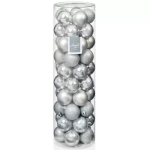 Image of 50mm x 60mm 84 Multi-Finished Silver Christmas Baubles