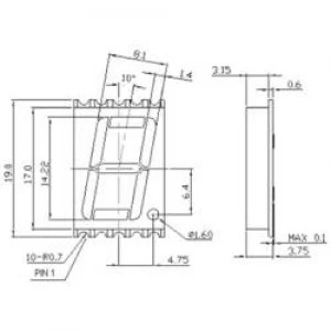 image of Seven segment display Orange 14.22mm 2.1 V No. of digits 1