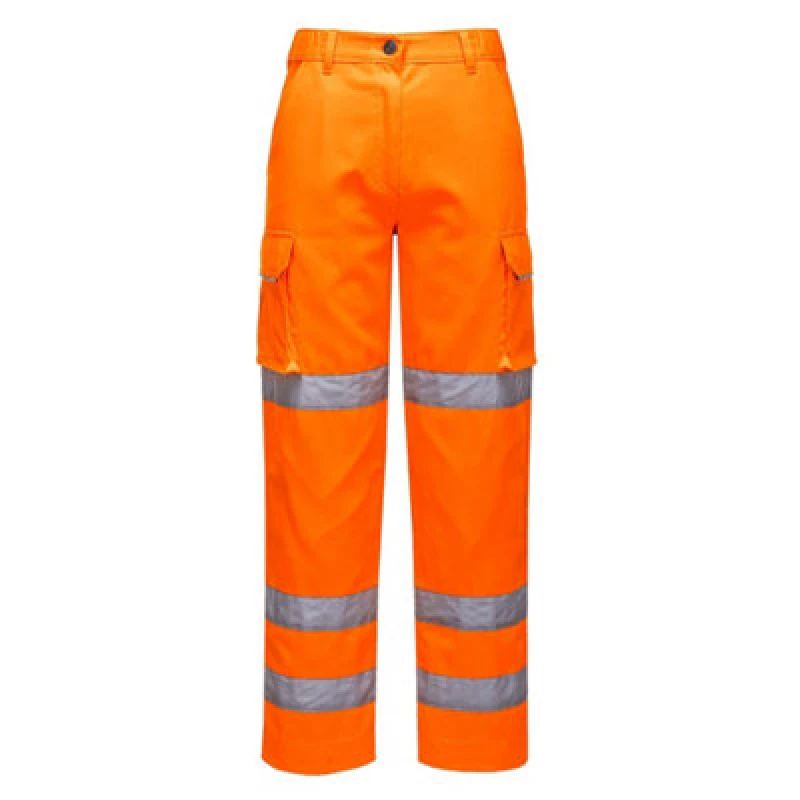 Image of Portwest Womens Three Band Hi Vis Work Trousers LW71ORRXL Colour: Orange