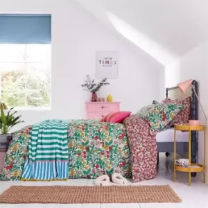 Image of Joules Rainbow Floral Cotton Duvet Cover Set - Multi