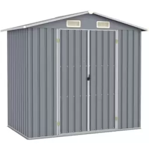 image of Garden Shed Grey 205x129x183cm Galvanised Steel Vidaxl Grey