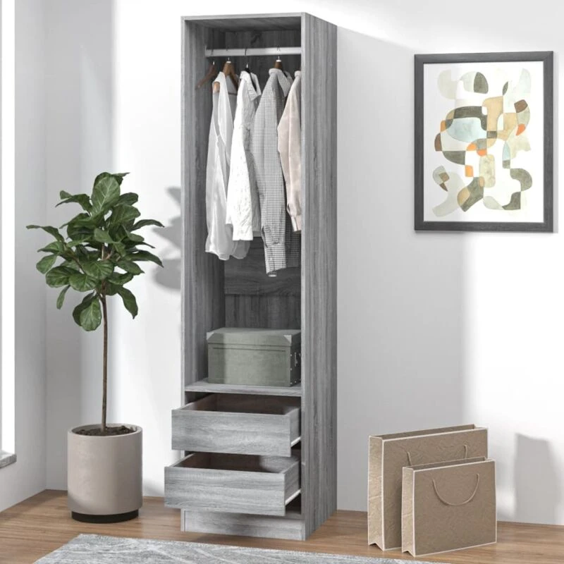Image of VIDAXL Wardrobe with Drawers Grey Sonoma 50x50x200cm Engineered Wood Vidaxl 8720286952658