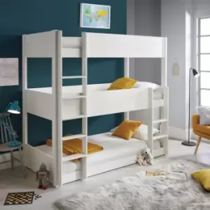 image of Snowdon White Three Tier Bunk Bed and Memory Foam Mattresses