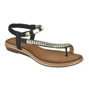 image of Cipriata Womens/Ladies Iris Elasticated Jewelled Halter Back Topost Sandals (4 UK) (Black)