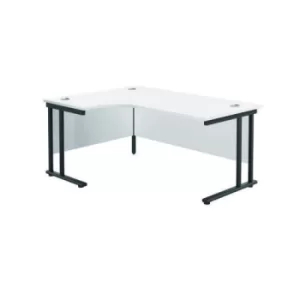 Image of Jemini Radial Left Hand Double Upright Cantilever Desk 1800x1200x730mm White/Black KF820543