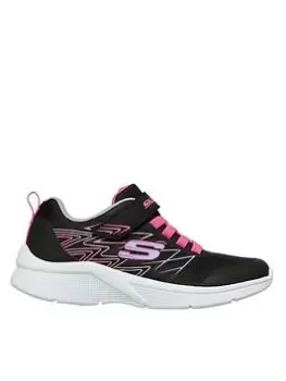 image of Skechers Girls Microspec Bold Delight Trainers, Black/Pink, Size 3 Older