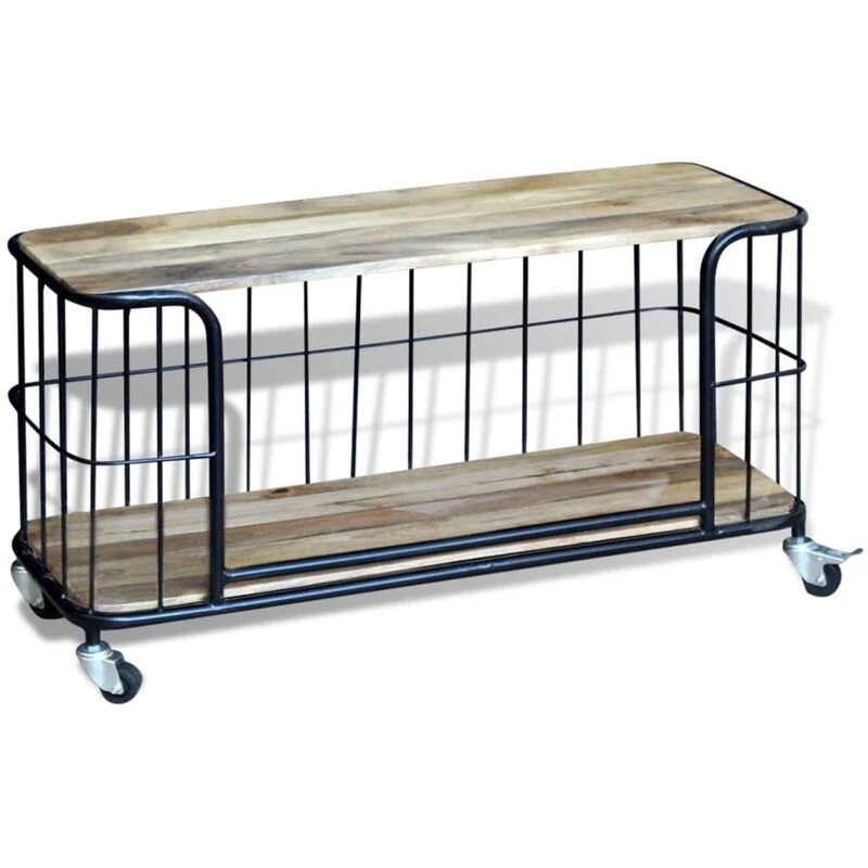 Image of TV Media Cabinet Stand Solid Mango Wood 100x40x45cm Home Decor Living Room