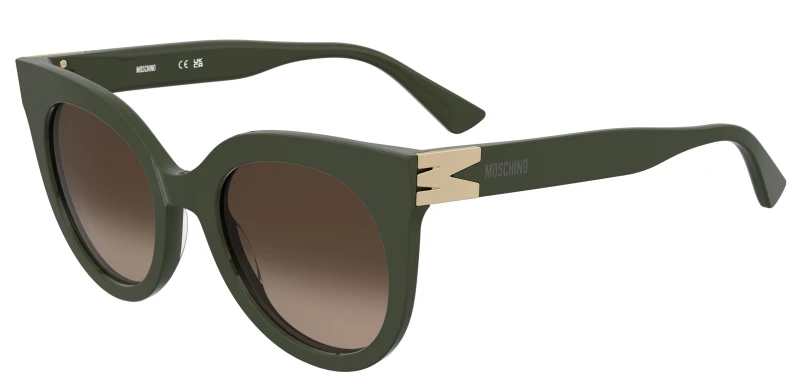Image of Moschino Round Frame Sunglasses With M Trim- Dark Green Green WW37K Female