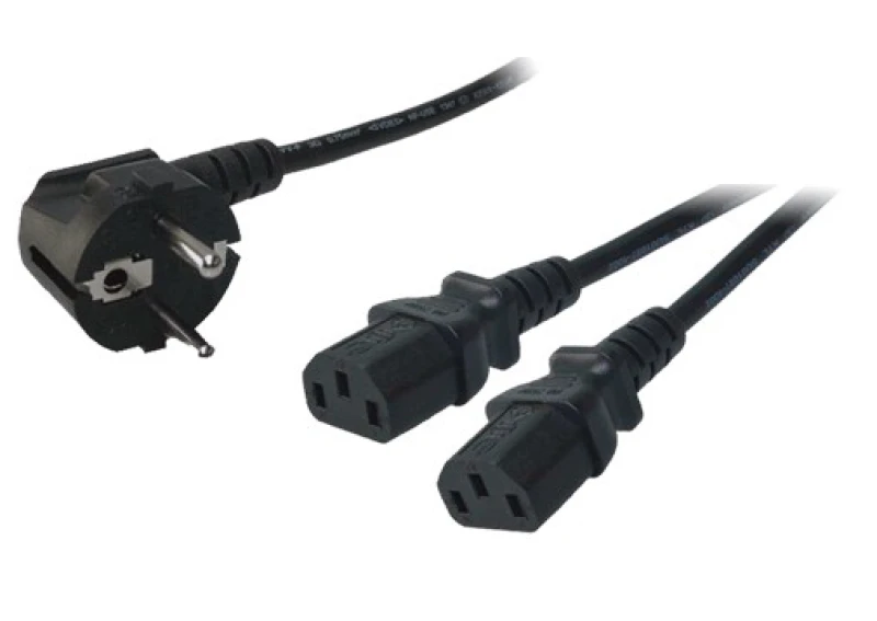 Image of LogiLink 1.5m. Schuko-C13/2xIEC C13. M/F Black CEE7/14 C13 coupler