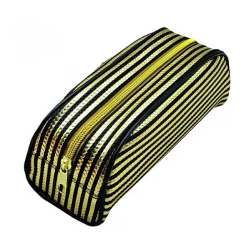 image of Metallic Striped Pencil Case GoldPurple Pack of 12 302376