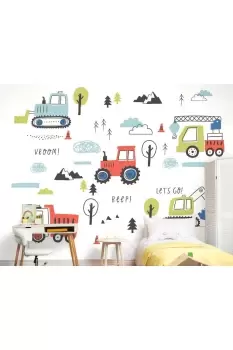 Image of Tractors and Diggers Wall Mural