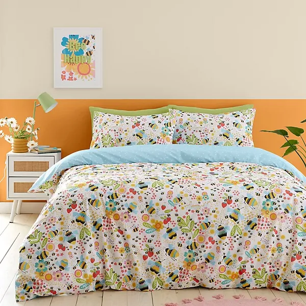 image of Fusion Buzzy Bee Duvet Cover and Pillowcase Set Yellow