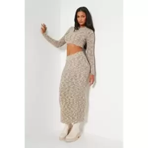 Image of I Saw It First Space Dye Knitted Midaxi Skirt Co-Ord - Brown