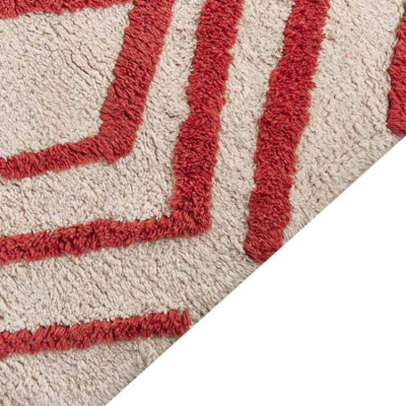 Image of Beliani Rug Haskoy Red 160 X 230 Cm Cotton